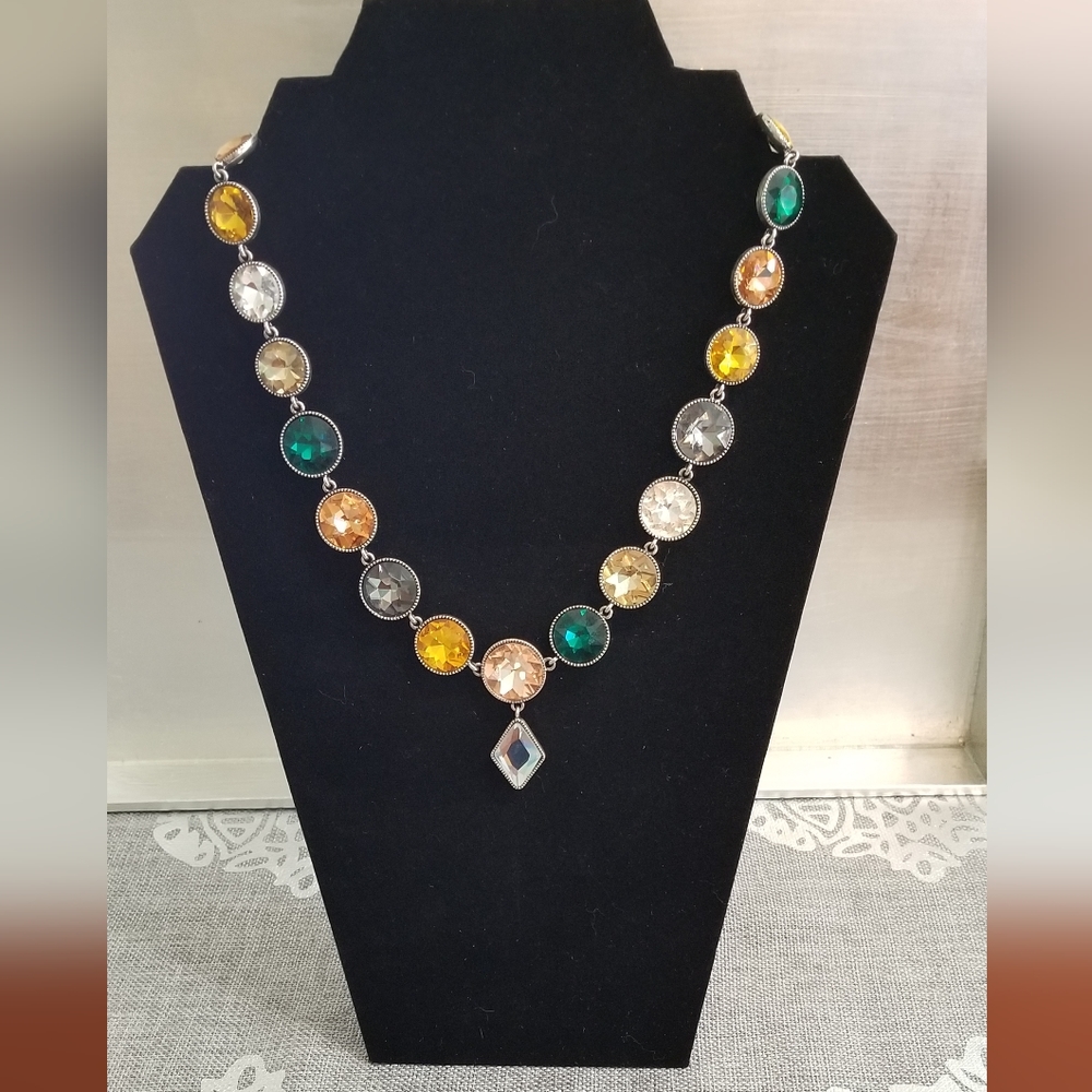 Logo Links by Lori Goldstein MultiColor Rhinestone Statement Necklace